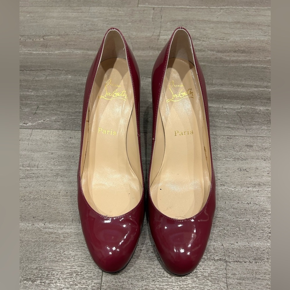 Christian Louboutin Women’s Burgundy Patent Leather Pumps